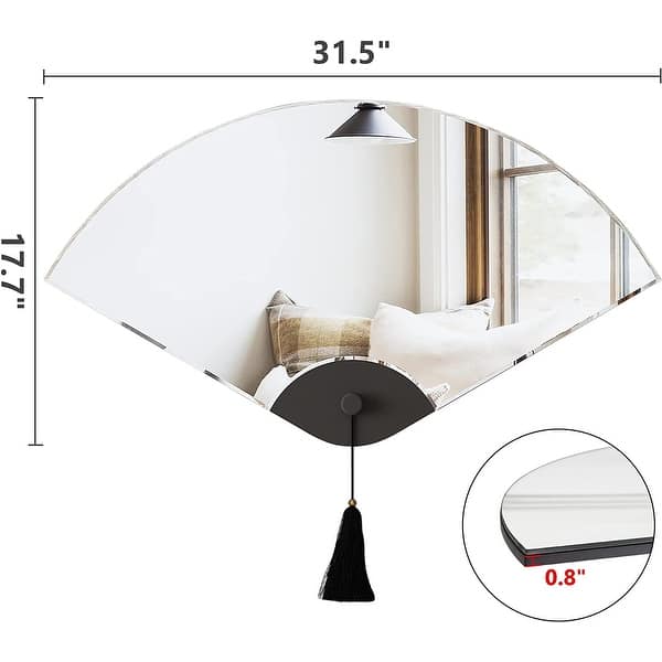 Fan Shaped Wall Accent Mirror Decorative Mirror for Living Room Bed
